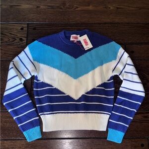 SOLID & STRIPED Multicolor Chevron Crewneck Sweater NWT S sold out viral comfy